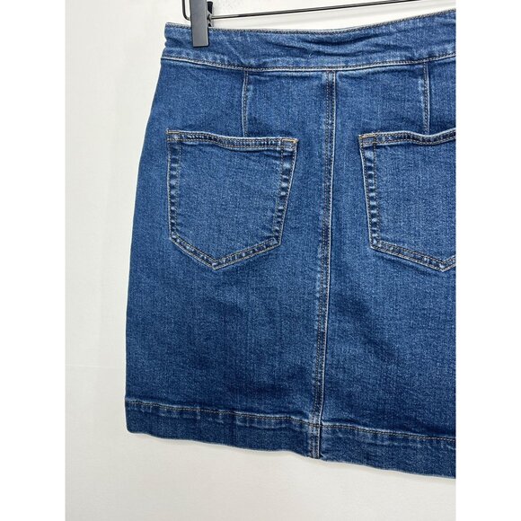 Loft Denim Button Front Mini Skirt Blue XS / 2 Casual Stretch - Picture 8 of 16